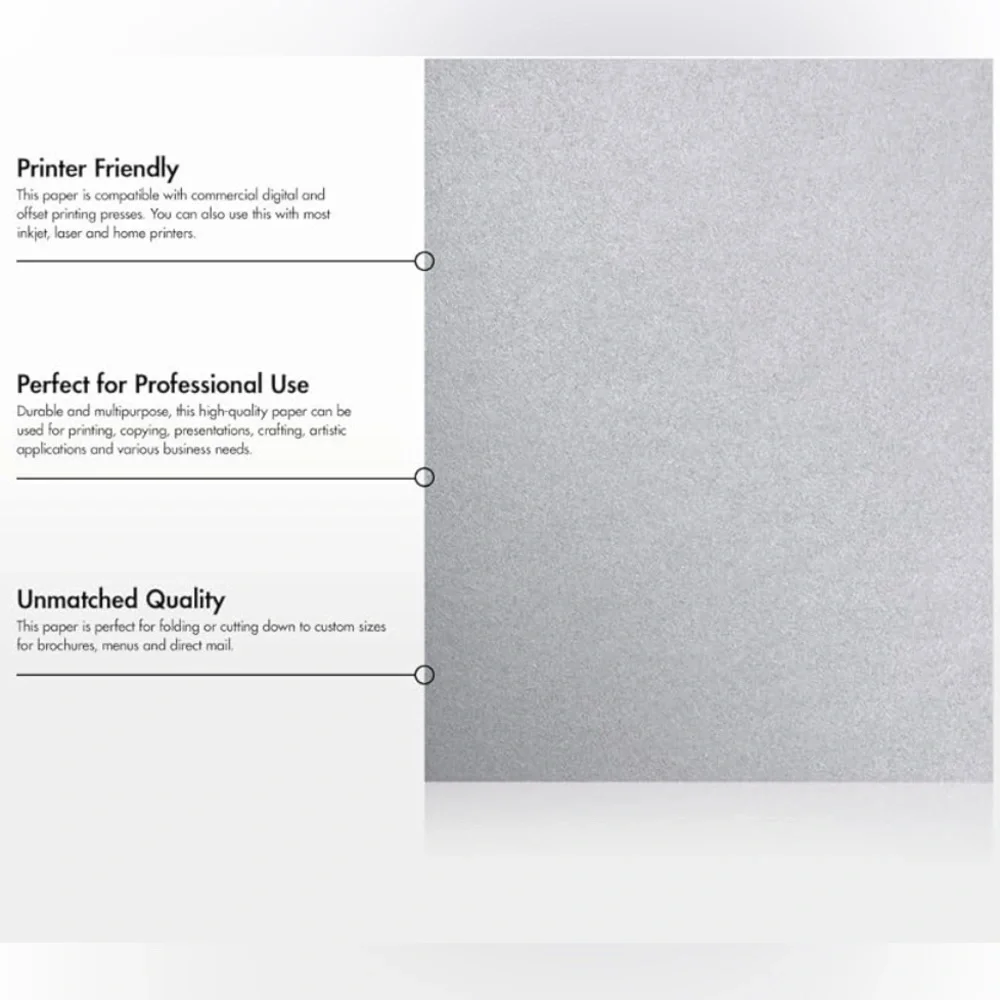 LUXPaper Silver Metallic Cardstock Paper 80 lb. 70 Pages